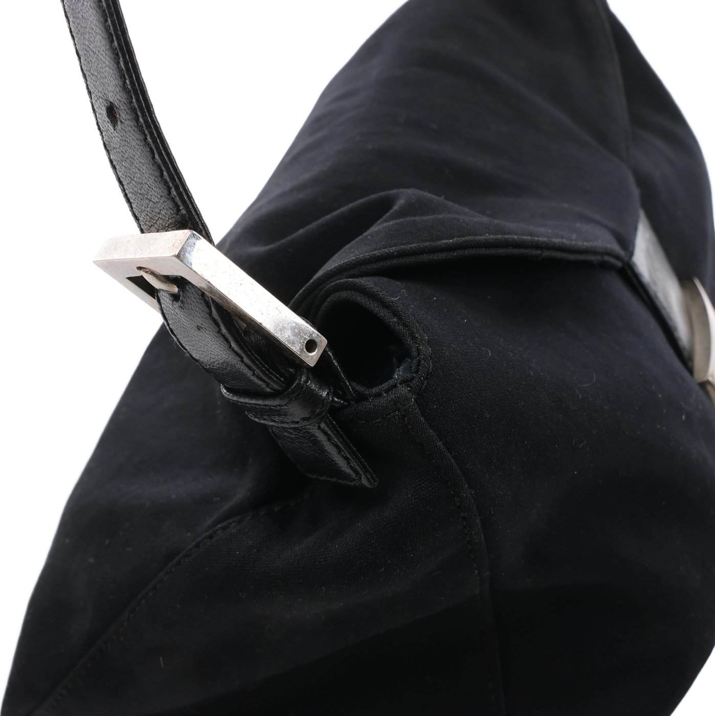 Fendi Mama Baguette Neoprene/Jersey x Leather Shoulder Bag in Black 26426