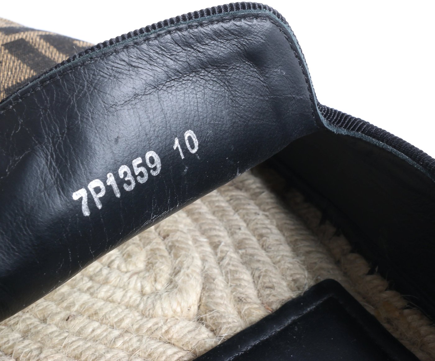Fendi ZUCCa Leather x Fabric Espadrilles in Brown x Black 7P1359, Size EU 44