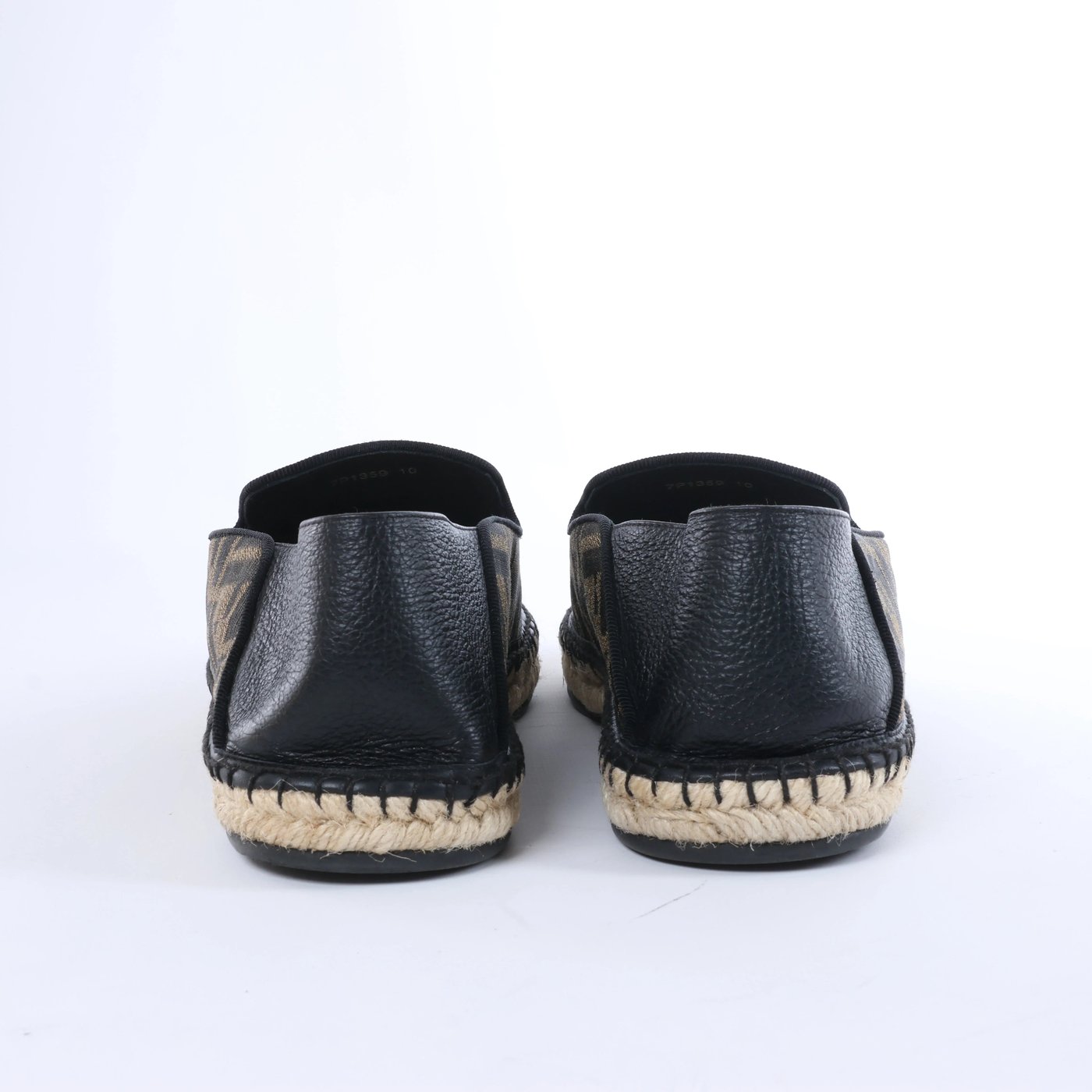 Fendi ZUCCa Leather x Fabric Espadrilles in Brown x Black 7P1359, Size EU 44