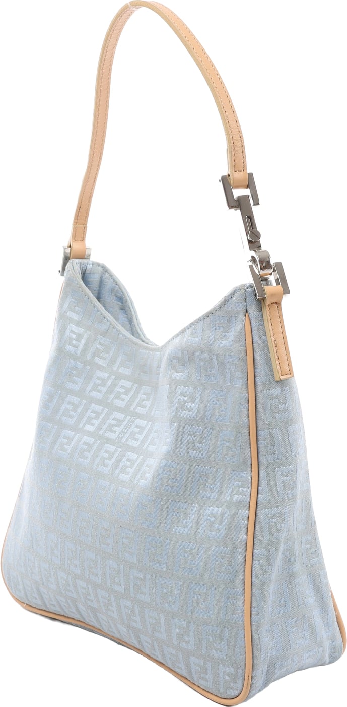 Fendi Zucchino Canvas & Leather Shoulder Bag in Blue 8BR068