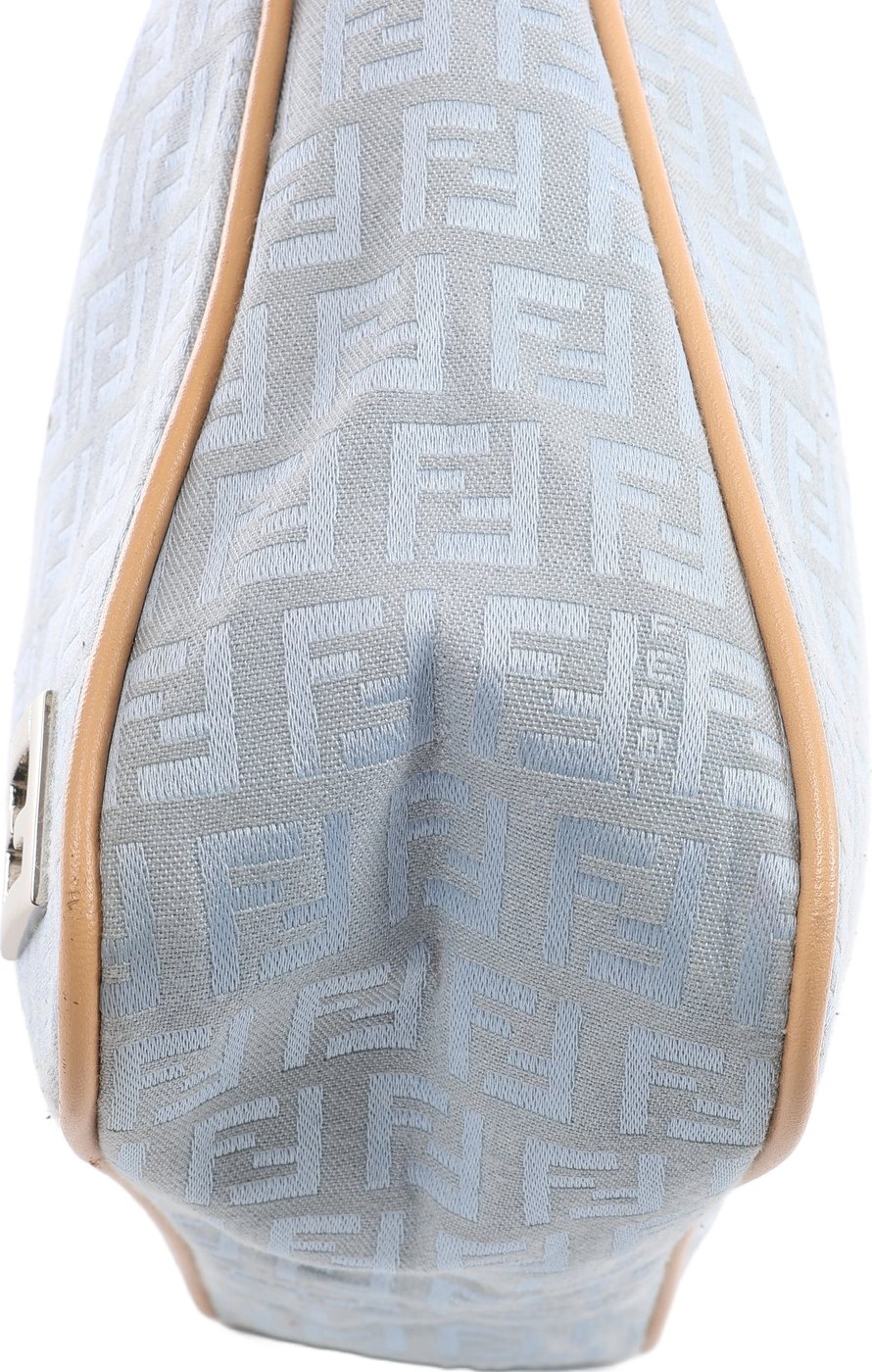 Fendi Zucchino Canvas & Leather Shoulder Bag in Blue 8BR068