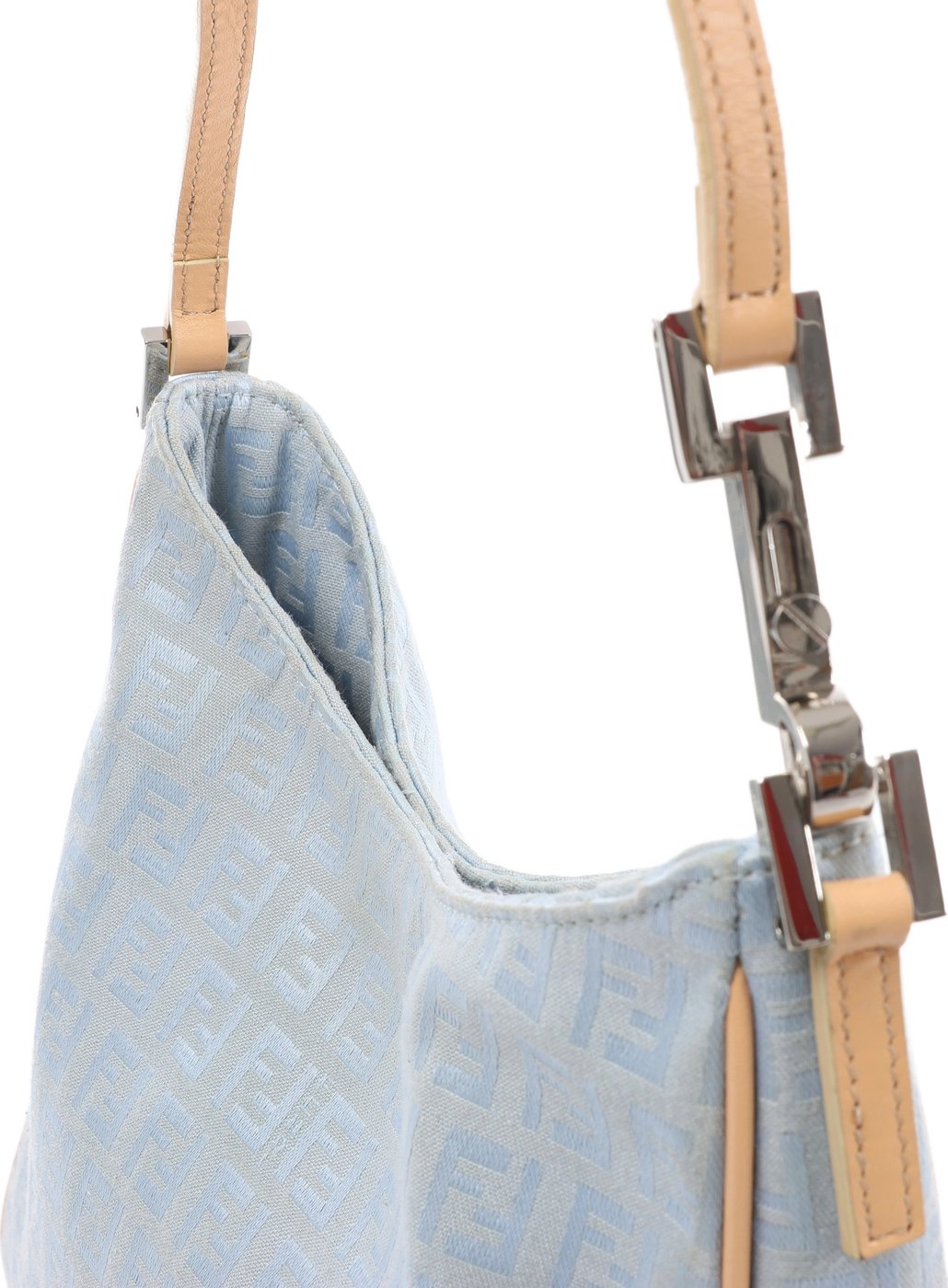 Fendi Zucchino Canvas & Leather Shoulder Bag in Blue 8BR068