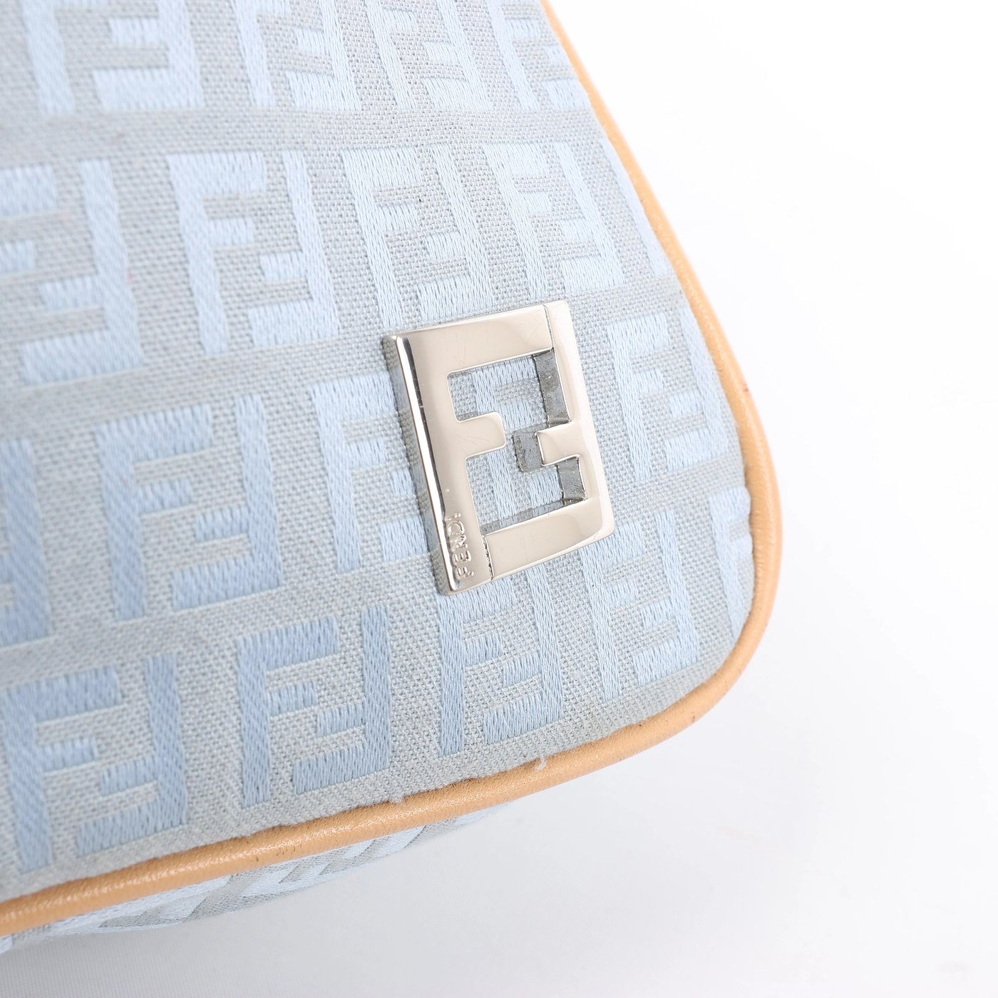 Fendi Zucchino Canvas & Leather Shoulder Bag in Blue 8BR068