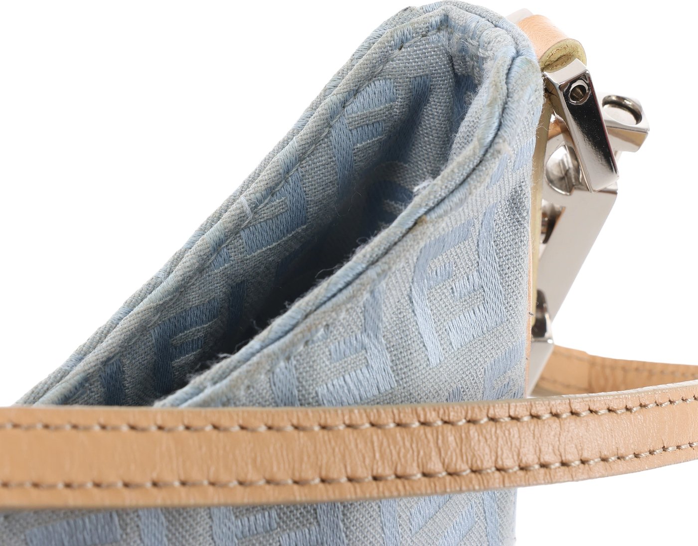 Fendi Zucchino Canvas & Leather Shoulder Bag in Blue 8BR068