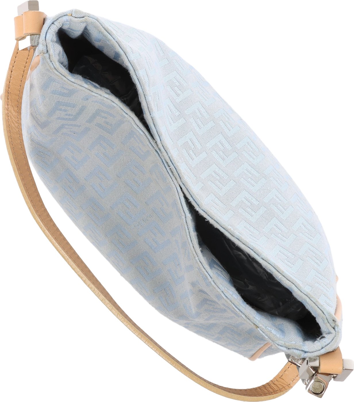 Fendi Zucchino Canvas & Leather Shoulder Bag in Blue 8BR068