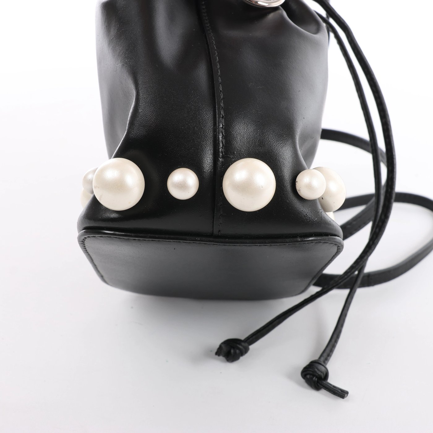 Fendi Mon Tresor Mini 8BS010 Leather x Pearl 2Way Shoulder Bag in Black