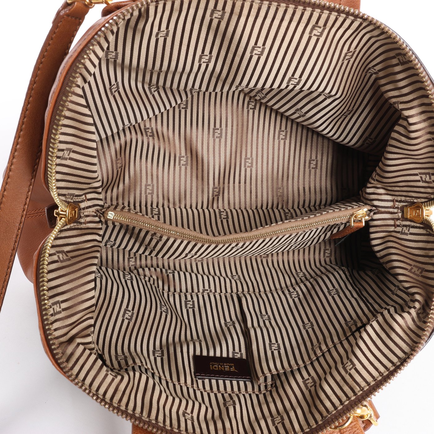Fendi Chameleon Leather 2Way Handbag Brown 8BL114
