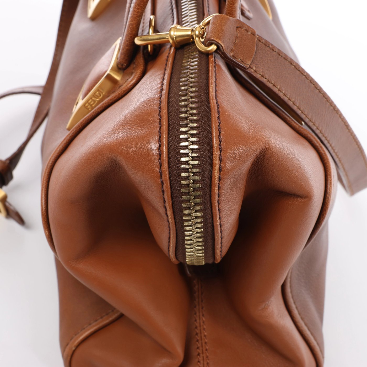 Fendi Chameleon Leather 2Way Handbag Brown 8BL114