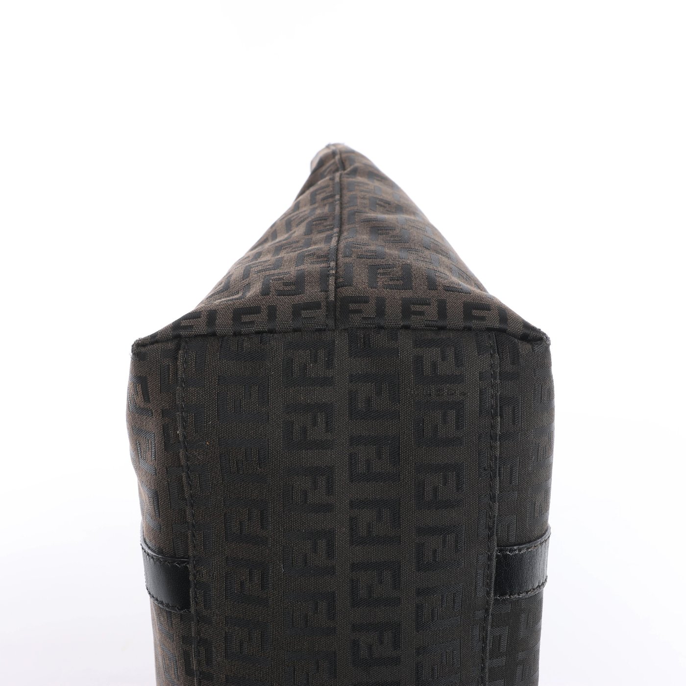 Fendi Zucchino Canvas & Leather Shoulder Bag in Brown x Black 8BH215
