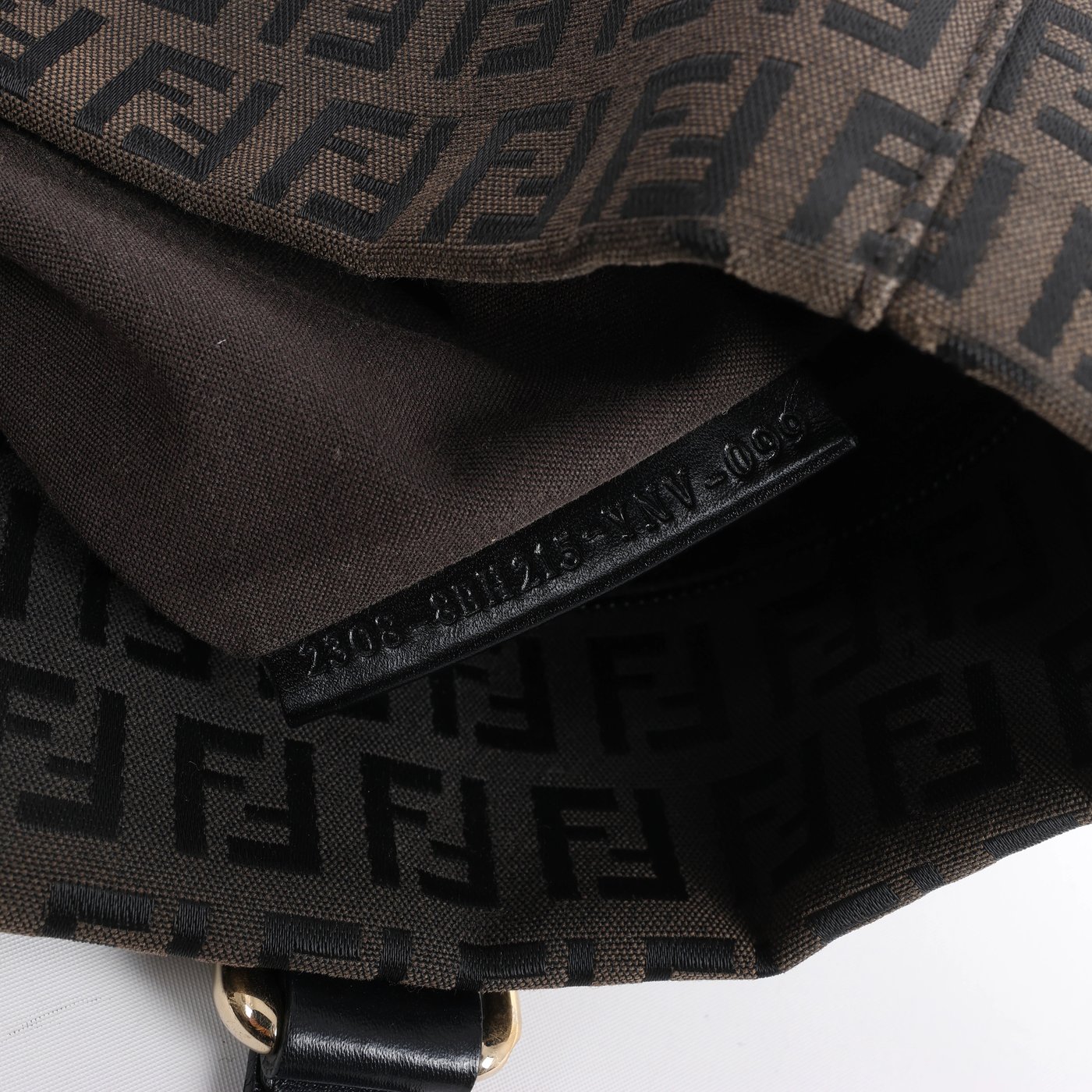 Fendi Zucchino Canvas & Leather Shoulder Bag in Brown x Black 8BH215