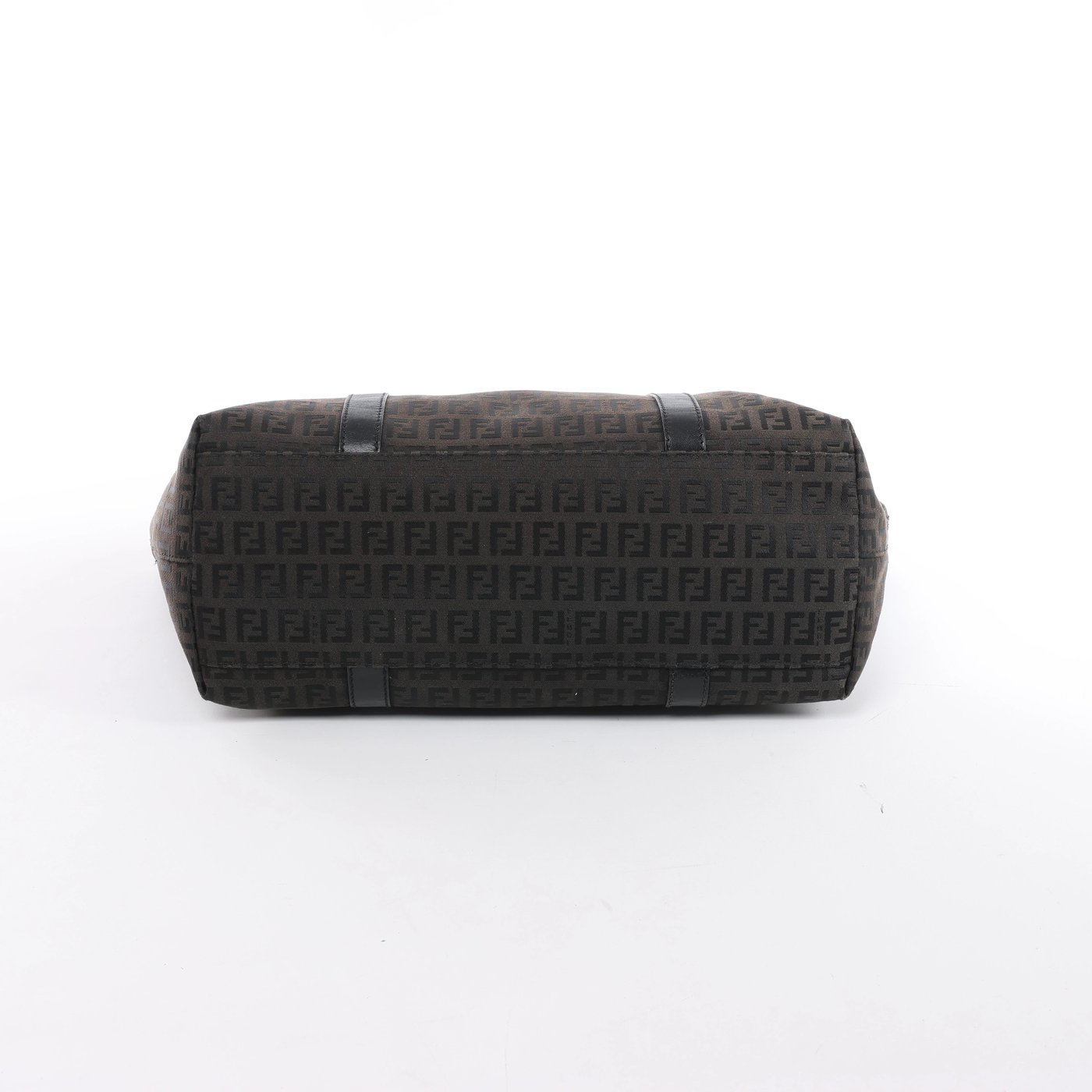 Fendi Zucchino Canvas & Leather Shoulder Bag in Brown x Black 8BH215