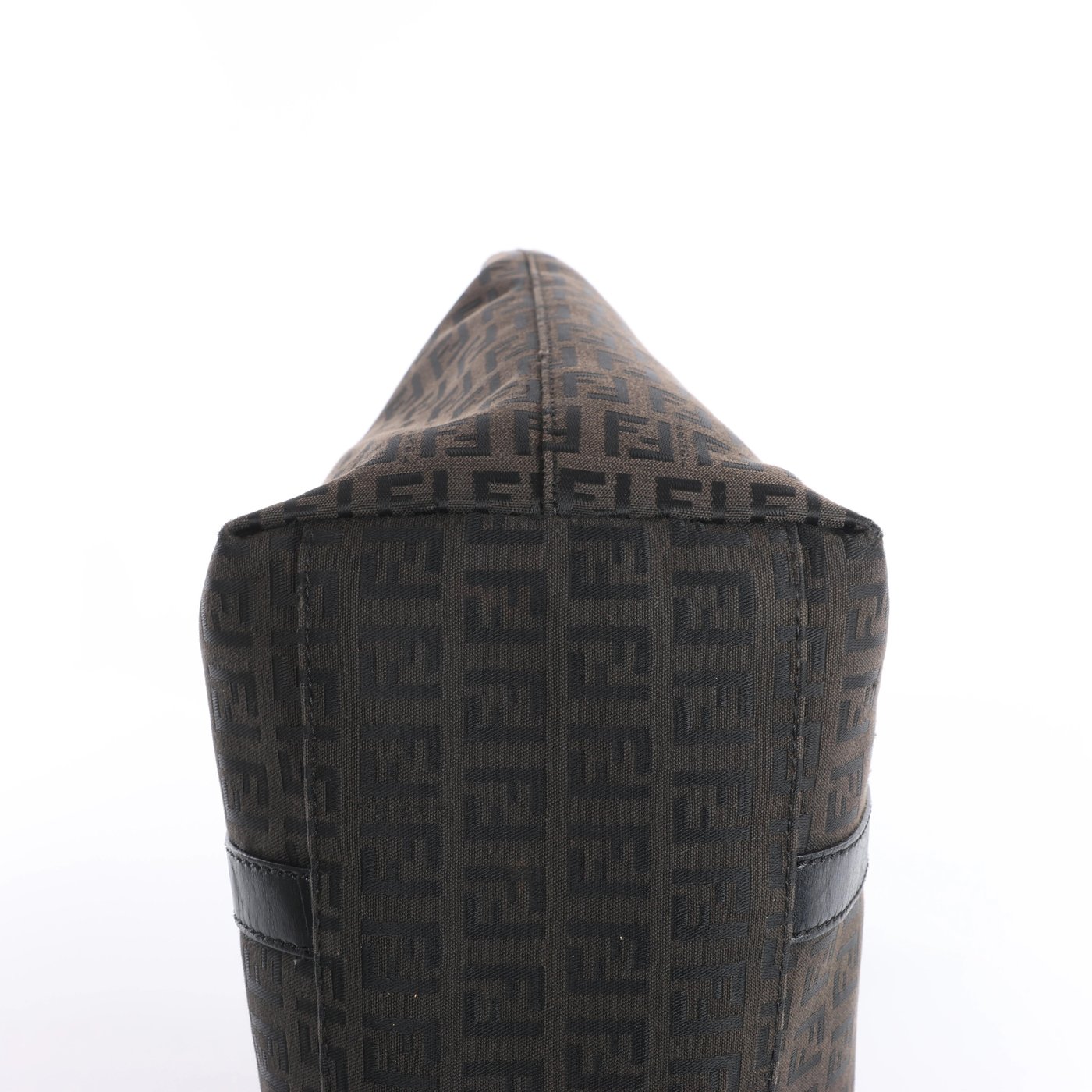 Fendi Zucchino Canvas & Leather Shoulder Bag in Brown x Black 8BH215