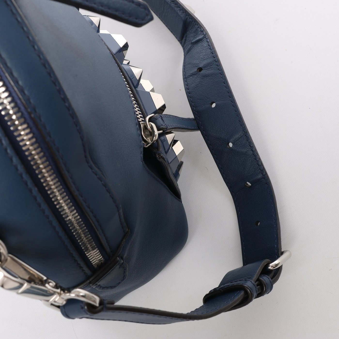 Fendi Borsa Vit Dolce Studs Leather Crossbody Bag Navy Blue 8BT281