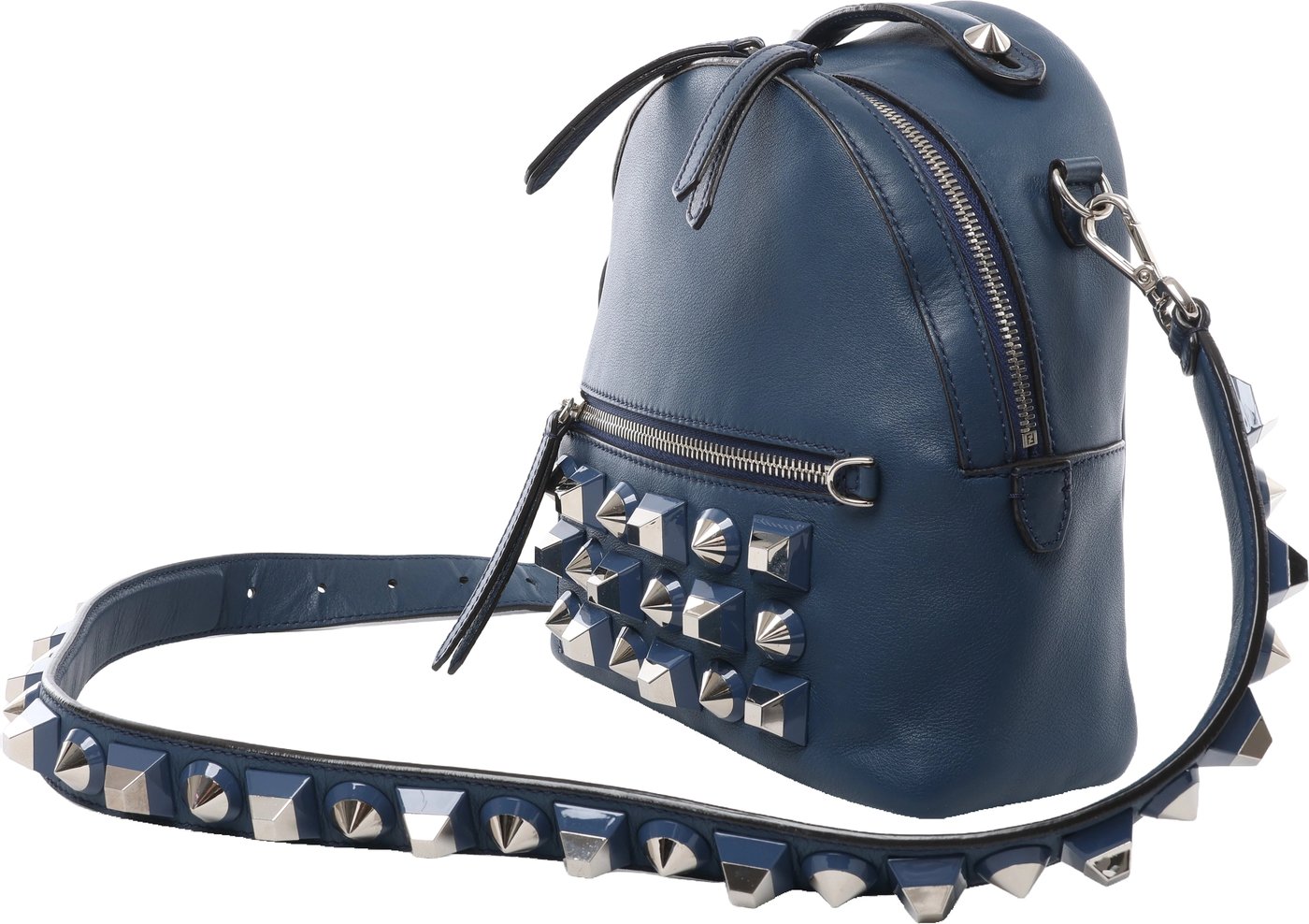 Fendi Borsa Vit Dolce Studs Leather Crossbody Bag Navy Blue 8BT281