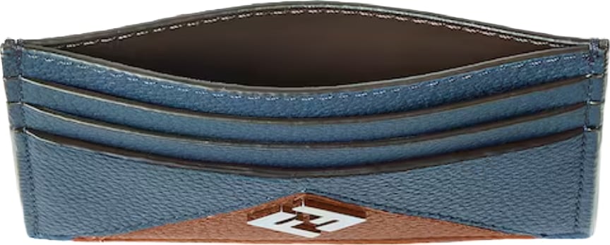 Fendi Lui Card Holder Blue and sellier brown leather card case