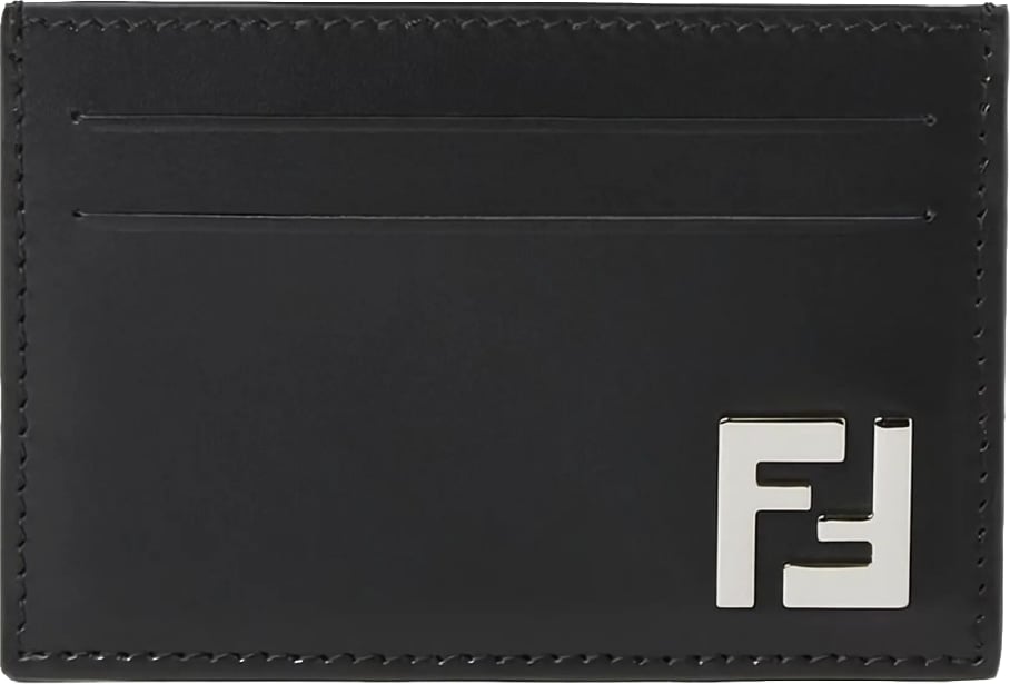 Fendi Logo-Plaque Leather Cardholder Black