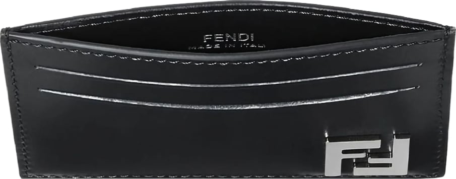 Fendi Logo-Plaque Leather Cardholder Black