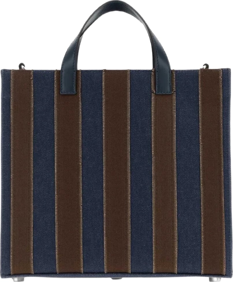 Fendi Pequin Tote Bag Blue Brown
