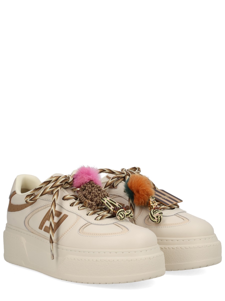 Cream Leather Fendi Match Sneakers