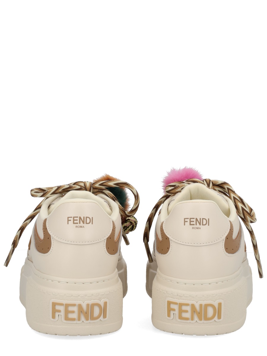 Cream Leather Fendi Match Sneakers
