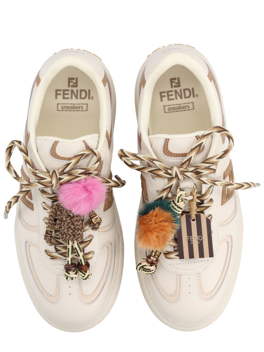 Cream Leather Fendi Match Sneakers