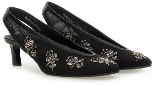 Intricate Floral Embroidery Slingback Shoes