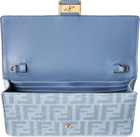Fendi Wallet On Chain Baguette Light blue FF denim wallet