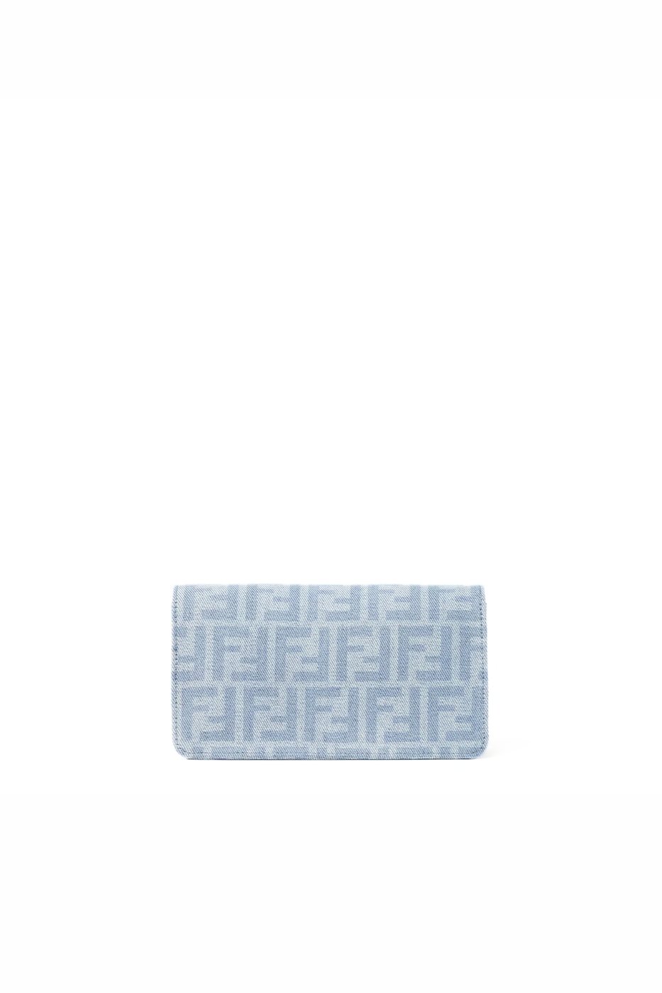 Fendi Wallet On Chain Baguette Light blue FF denim wallet