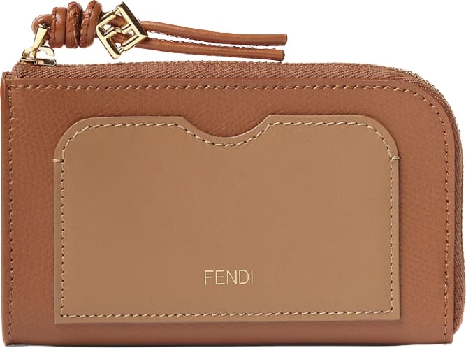 Fendi FF Diamonds Card Case Pouch Brown