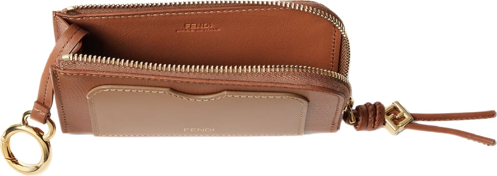 Fendi FF Diamonds Card Case Pouch Brown