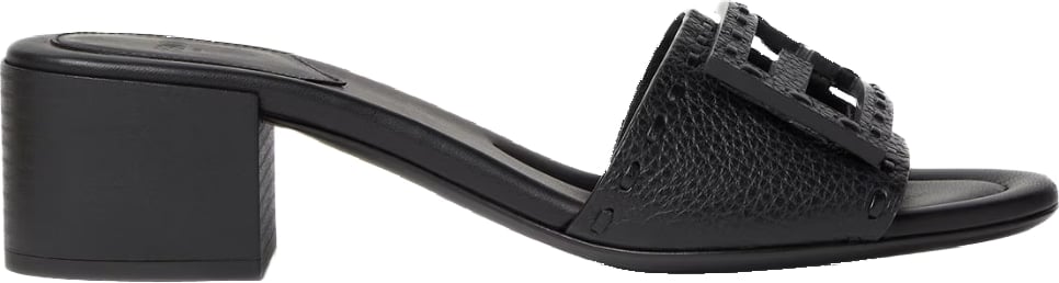 Fendi Baguette Black Women's Leather Heeled Slides