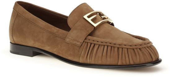 Fendi Brown Lamb Ovis Aries Slip-On Loafers
