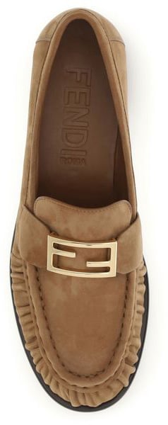 Fendi Brown Lamb Ovis Aries Slip-On Loafers