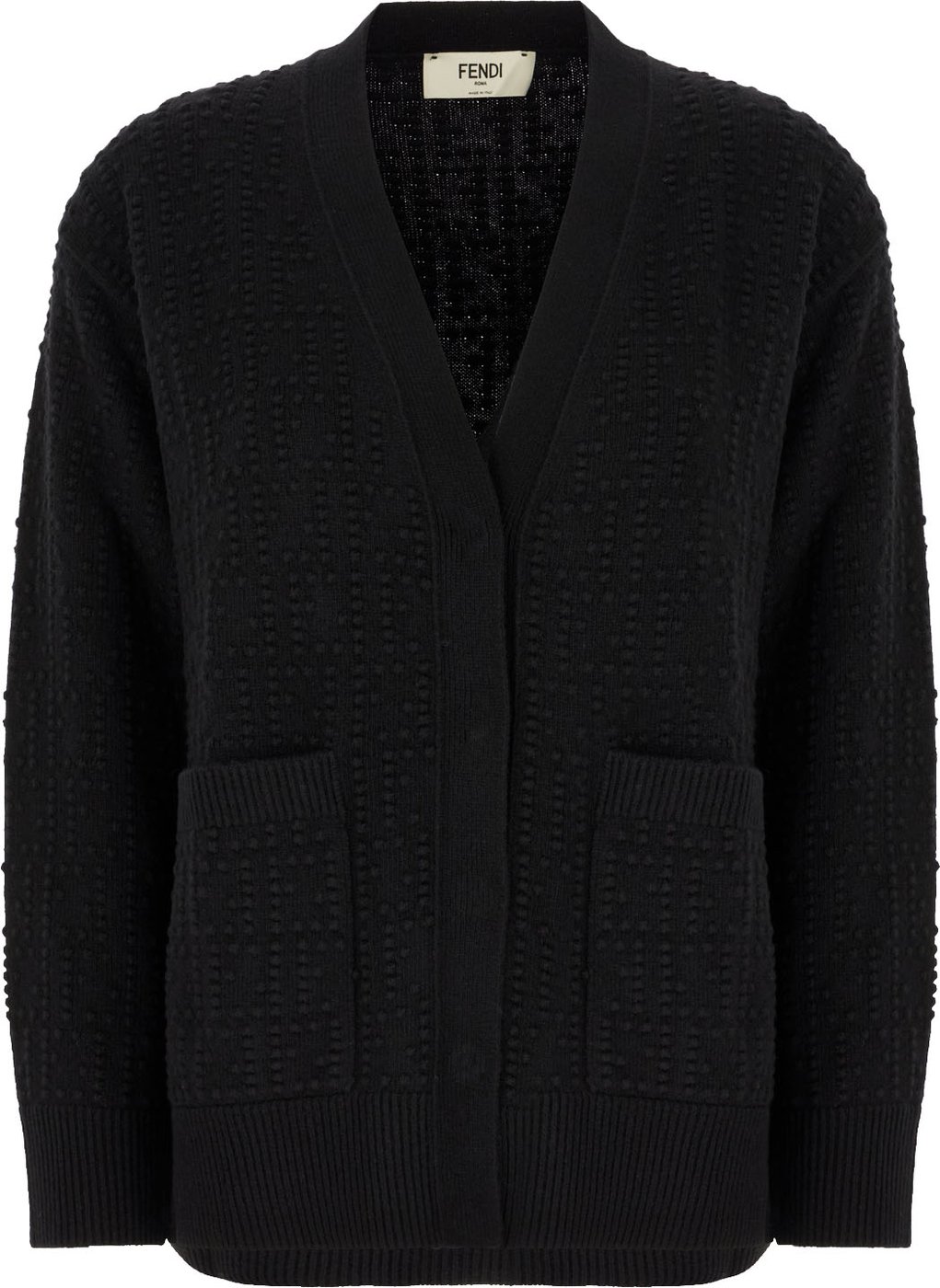 Fendi Black stretch wool blend cardigan
