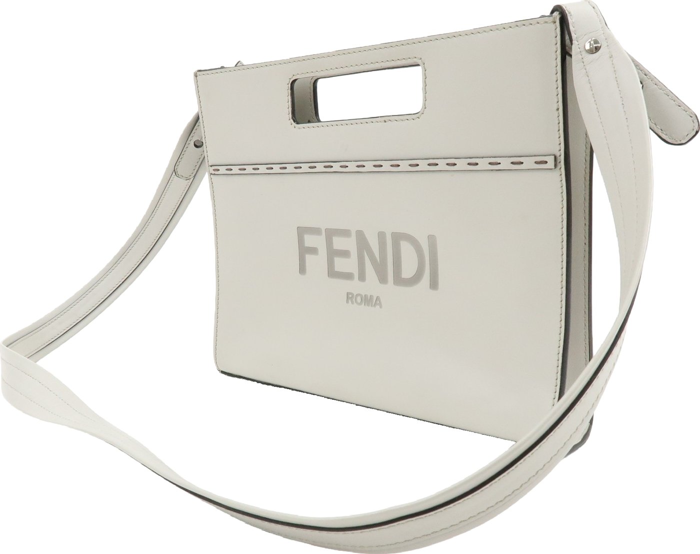 Fendi Logo Cut-Out Handle Shopper Embossed Leather Mini