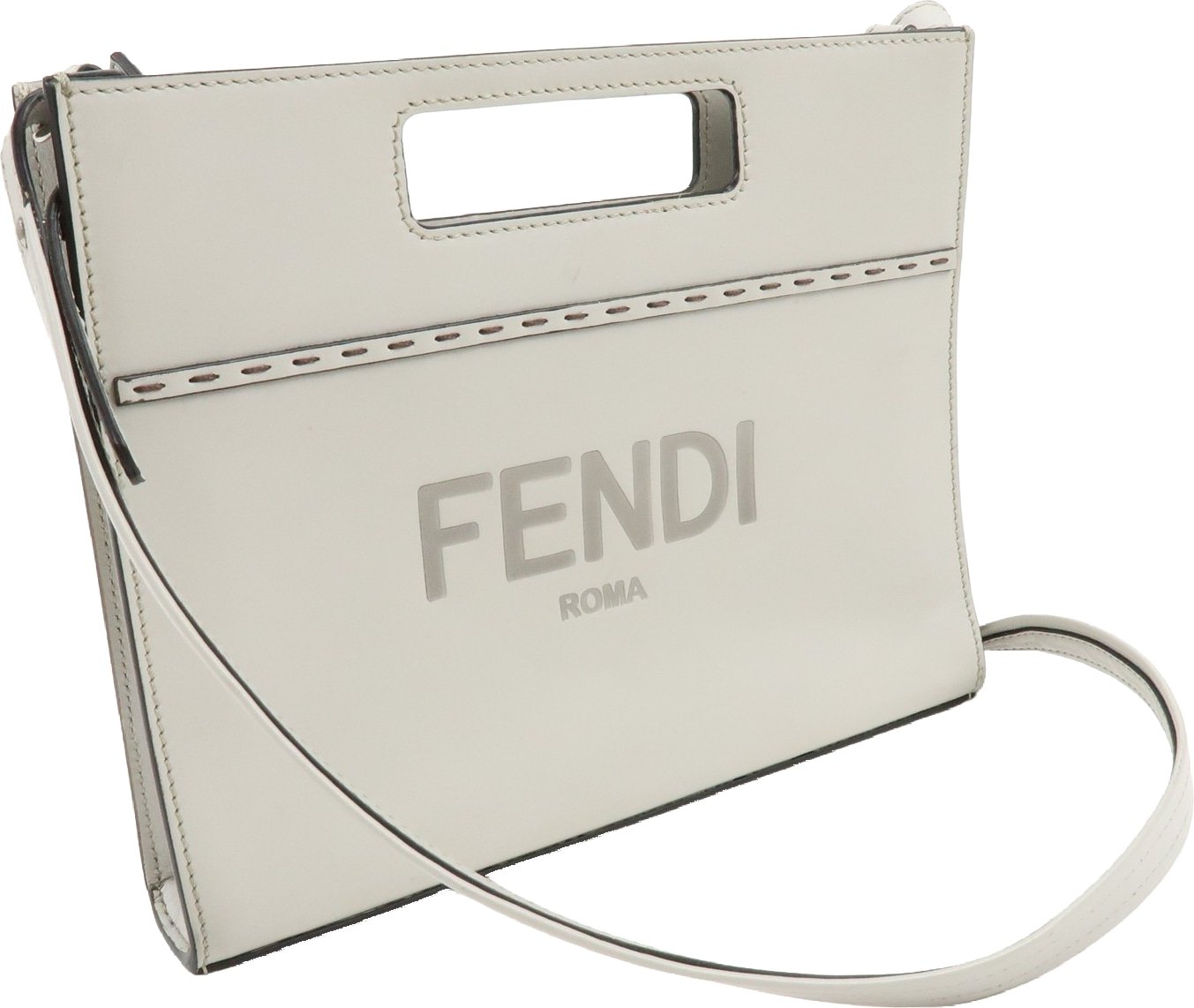 Fendi Logo Cut-Out Handle Shopper Embossed Leather Mini