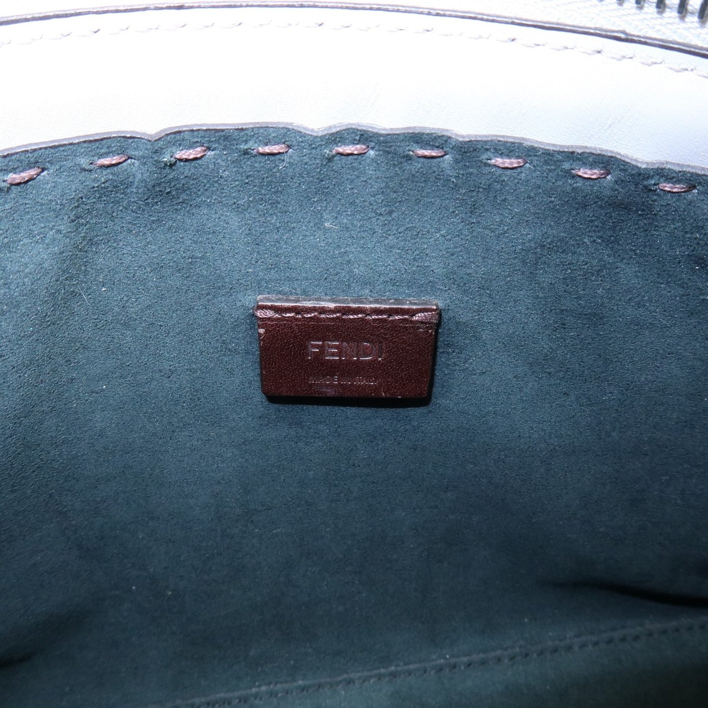 Fendi Logo Cut-Out Handle Shopper Embossed Leather Mini
