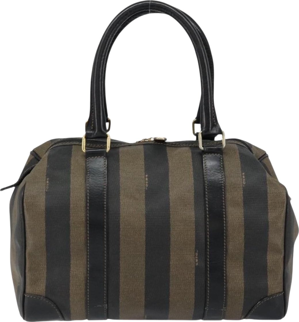 Fendi Vintage Pequin Boston Coated Canvas Medium