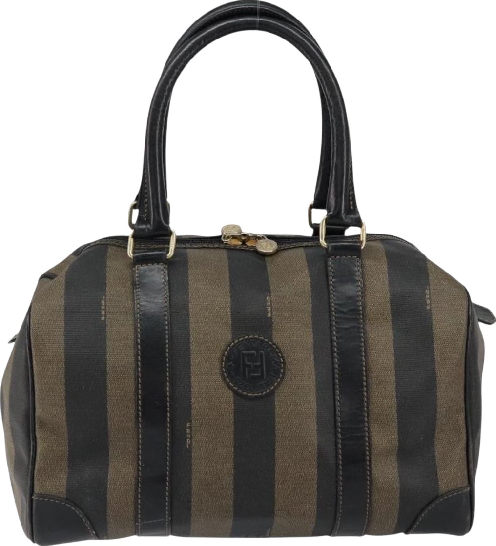 Fendi Vintage Pequin Boston Coated Canvas Medium