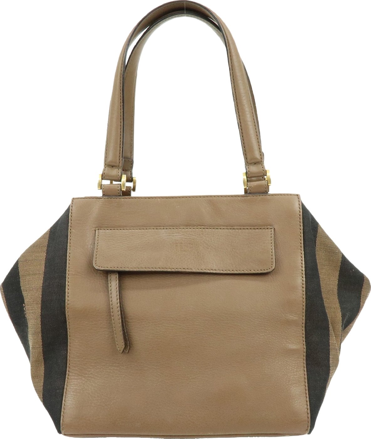 Fendi Boxy Leather with Pequin Canvas Large