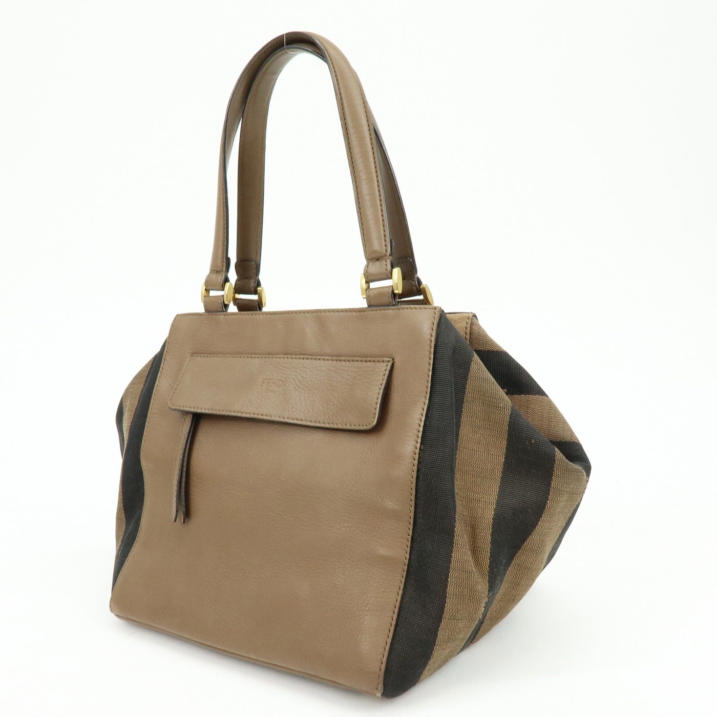 Fendi Boxy Leather with Pequin Canvas Large