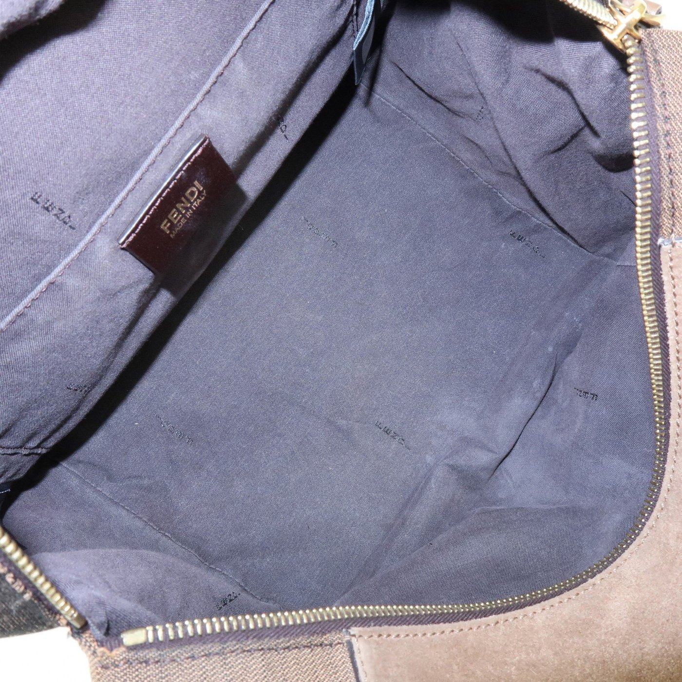 Fendi Boxy Leather with Pequin Canvas Large