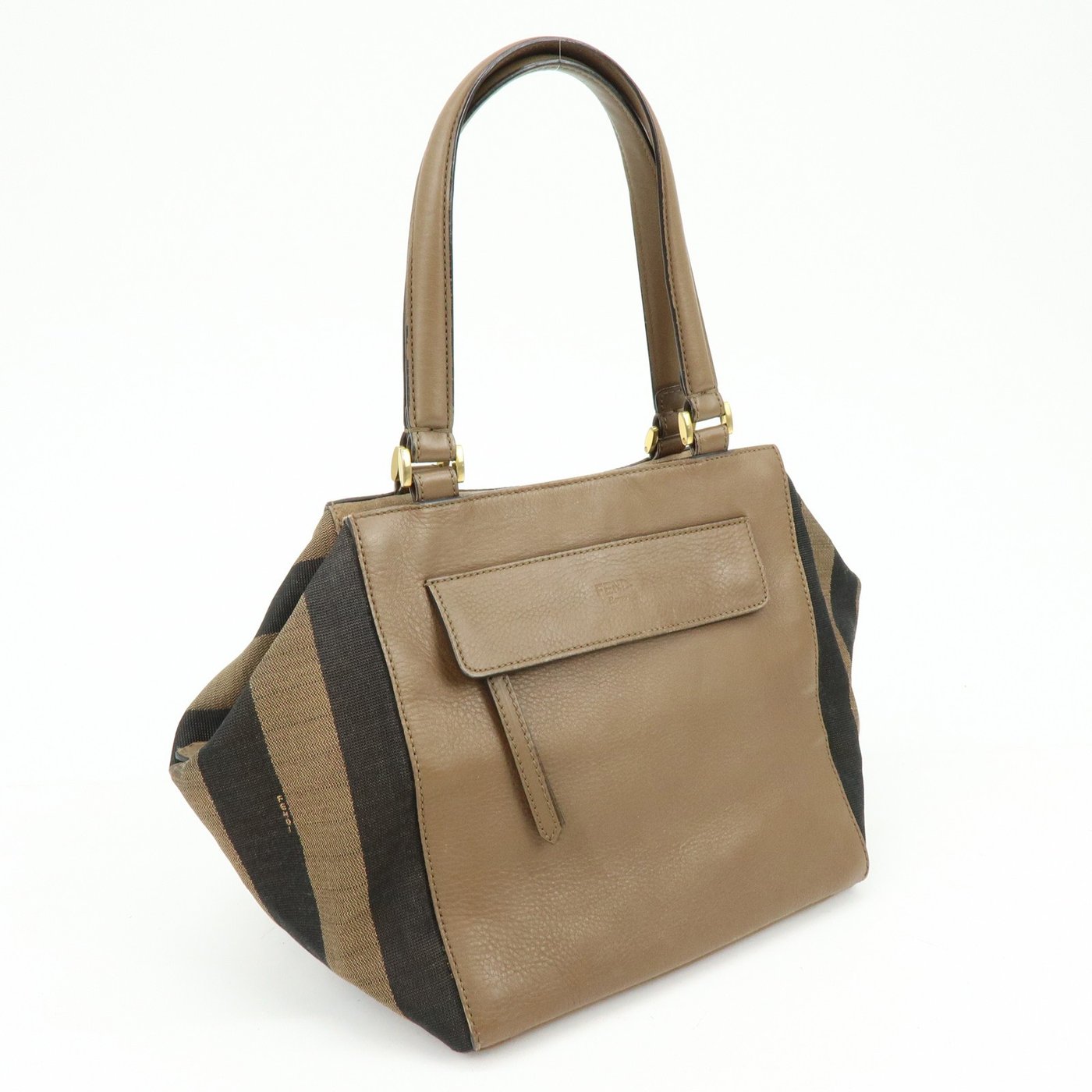 Fendi Boxy Leather with Pequin Canvas Large