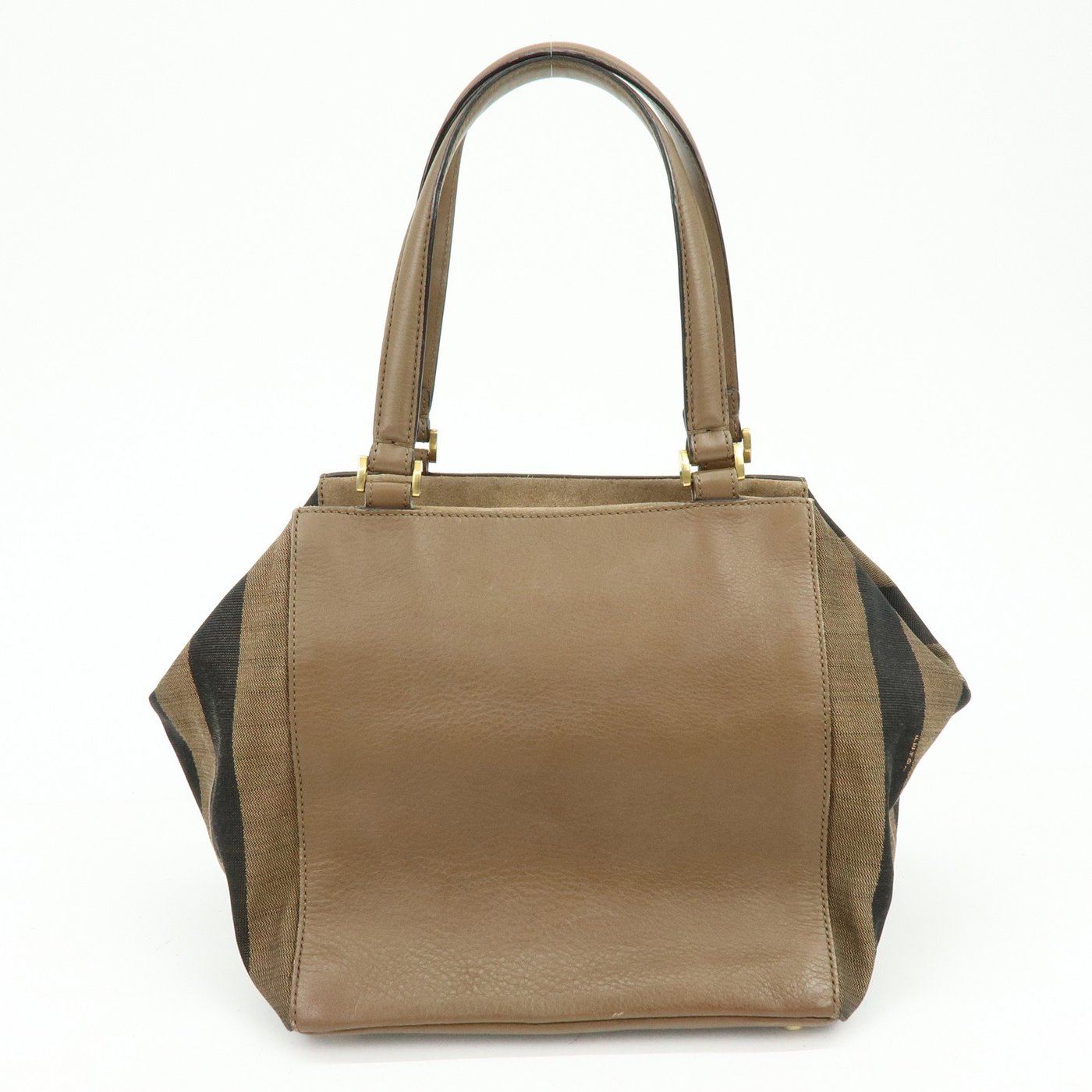Fendi Boxy Leather with Pequin Canvas Large