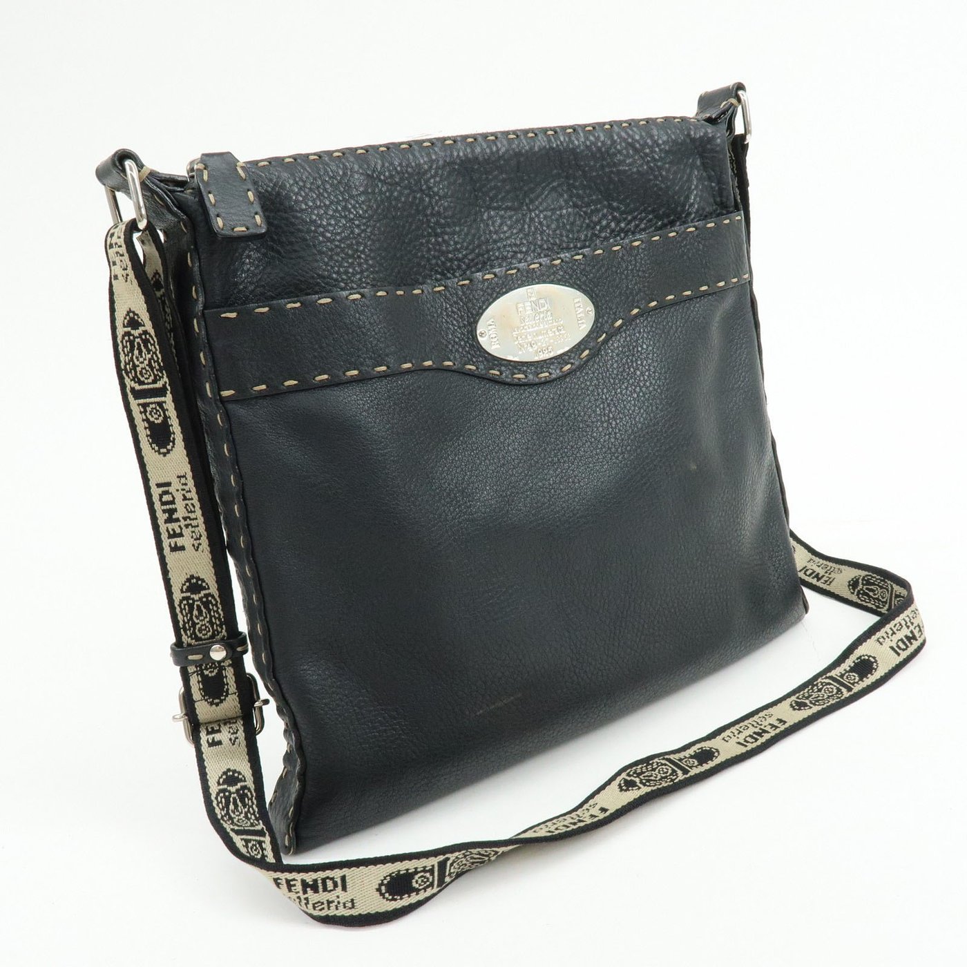 Fendi Vintage Selleria Zip Messenger Leather Medium