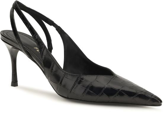 Slingback Sandals with Pointed Toe and Crocodile Textured Upper