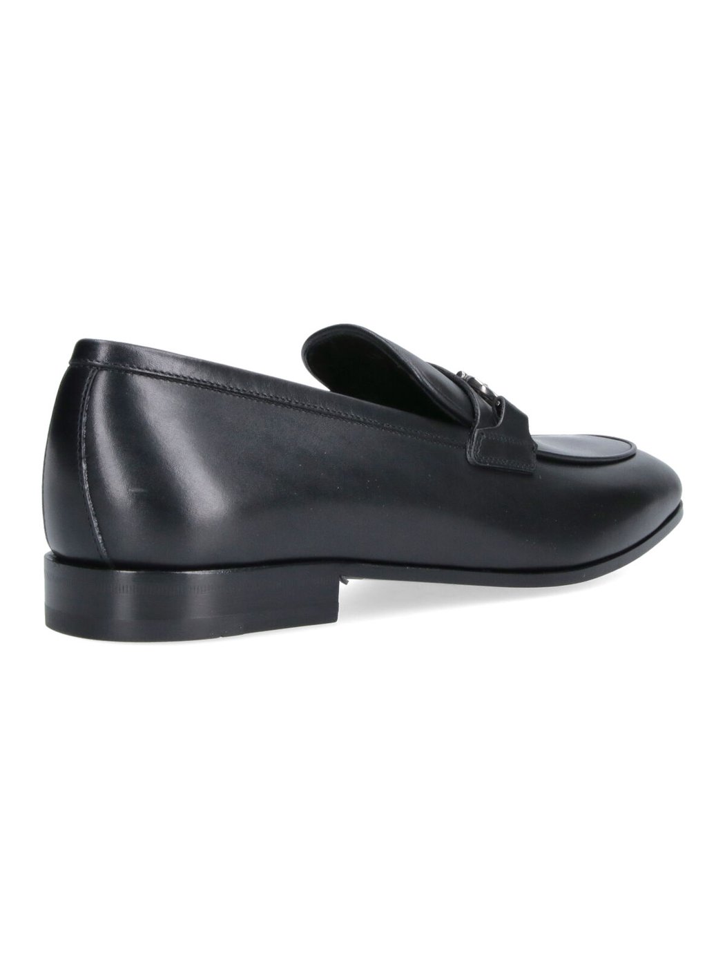 Black Gancini Round Toe Leather Loafers