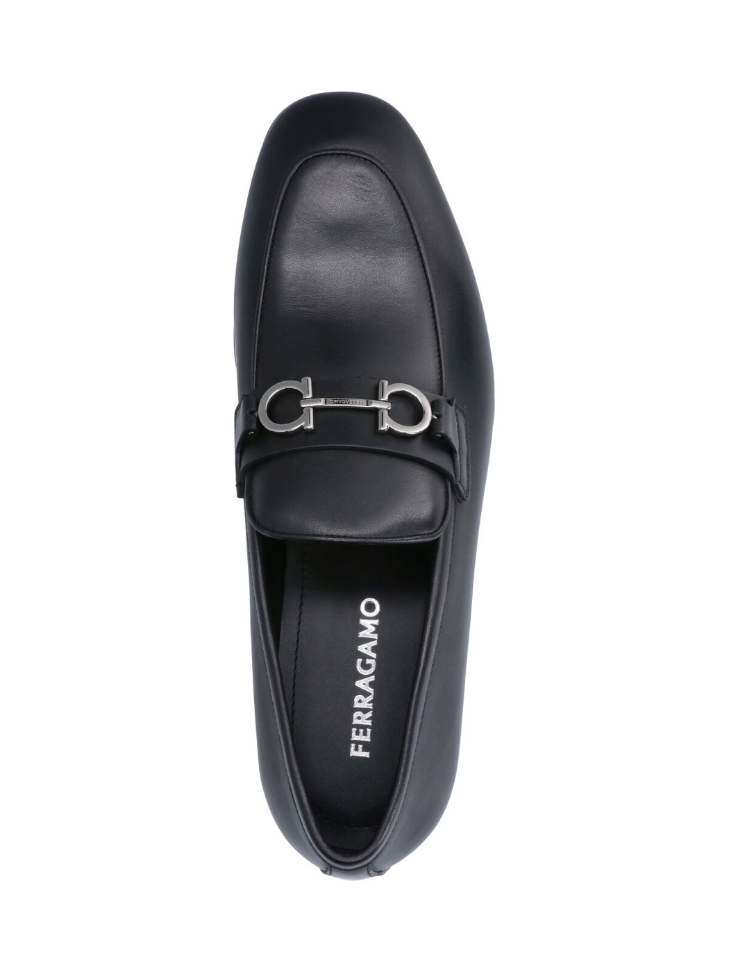 Black Gancini Round Toe Leather Loafers