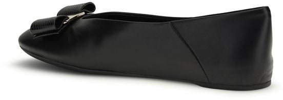 Ferragamo Black Calf Leather Bos Taurus Ballet Flats