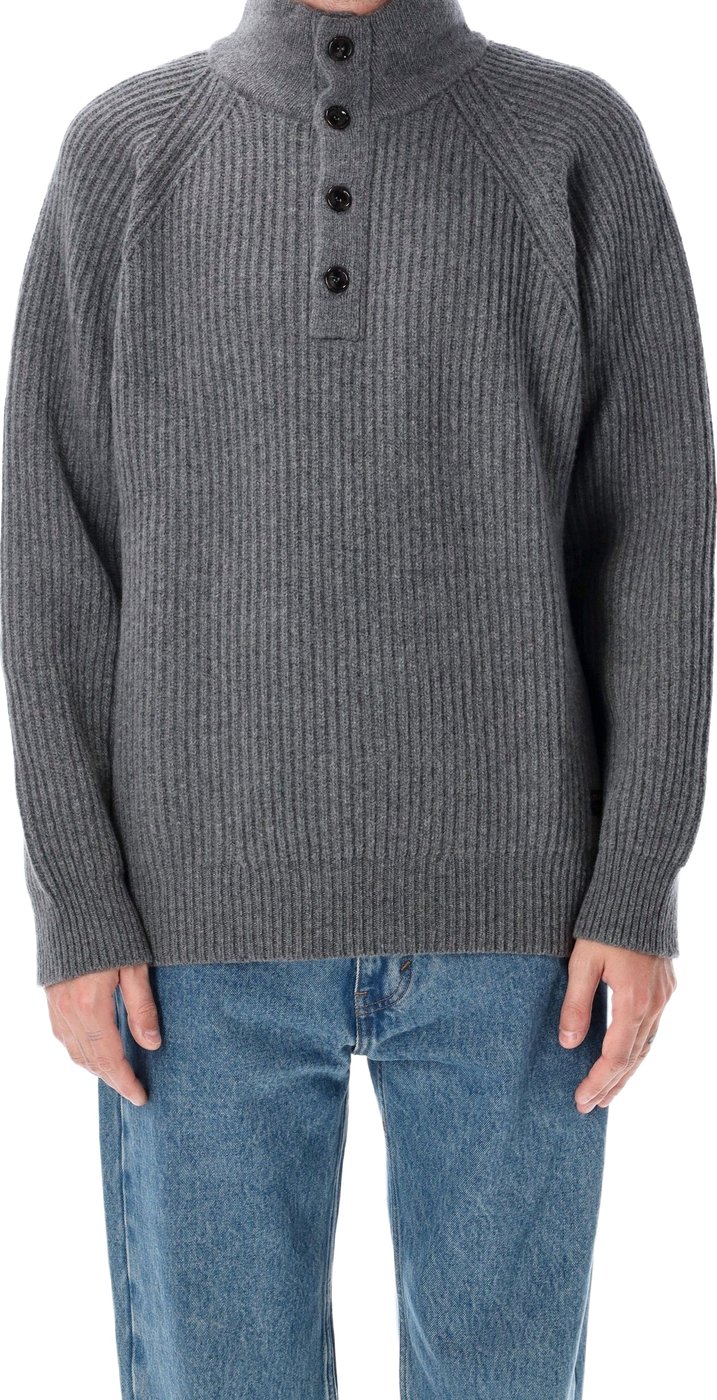 High Neck Button Grigio